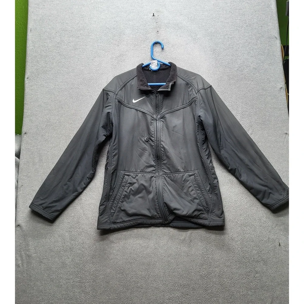 VINTAGE Nike Men Jacket L Gray Gorpcore Logo‎ Zipper Long Sleeve Y2K